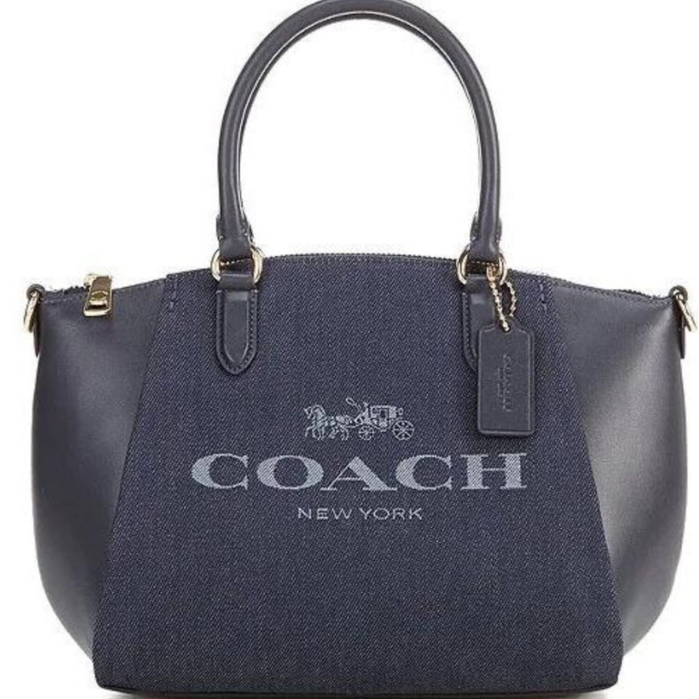 Coach Denim Blue Satchel with Gold Accents